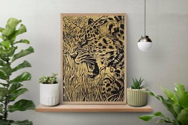 Wooden Resin Art Painting ''Tiger Face'' thumb
