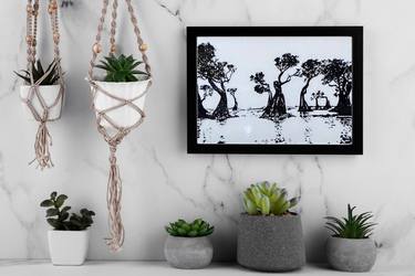 Wooden Resin Art Painting ''Bonsai Beach Tree Art'' thumb