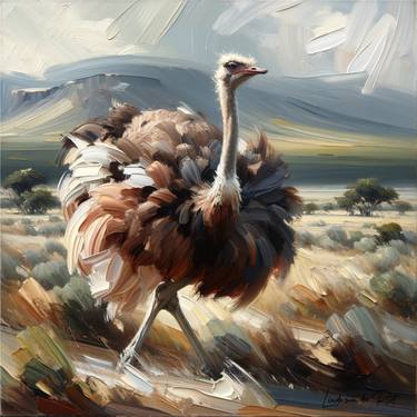 Ostrich - Oil Painting thumb