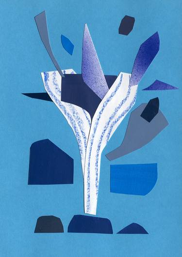 Winter Flower — Floral semi-abstract collage on paper thumb