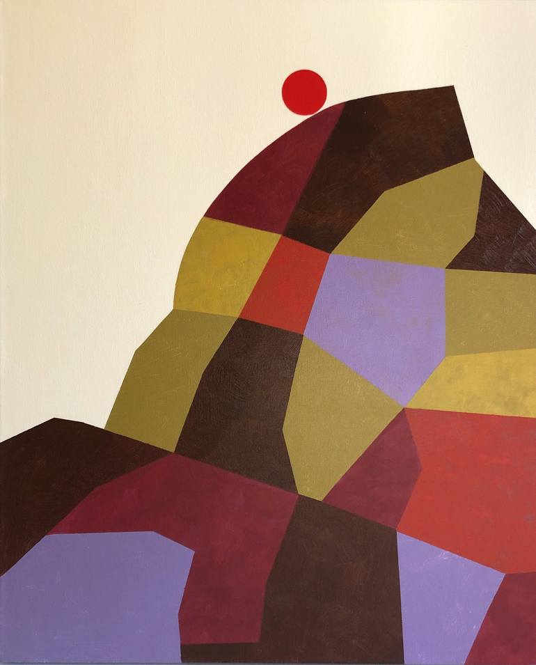 Up to the skies — 61x50cm. Semiabstract mountain. Painting by Mika Vilna Saatchi Art