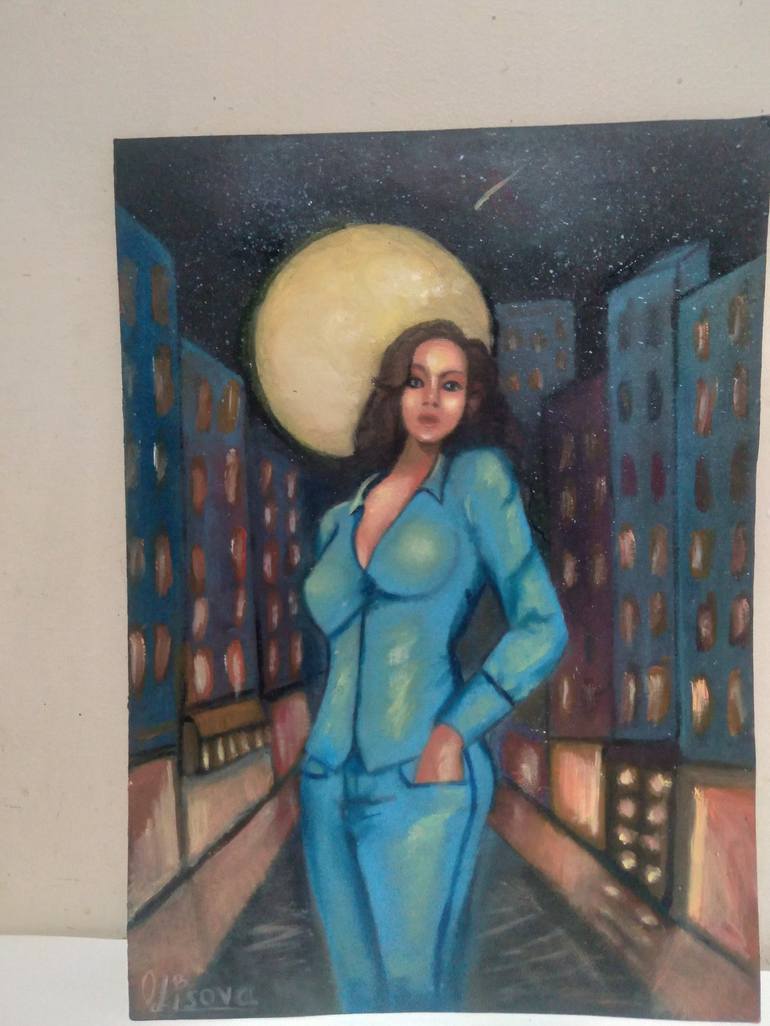 Original Pop Art Women Painting by Olena Lisova