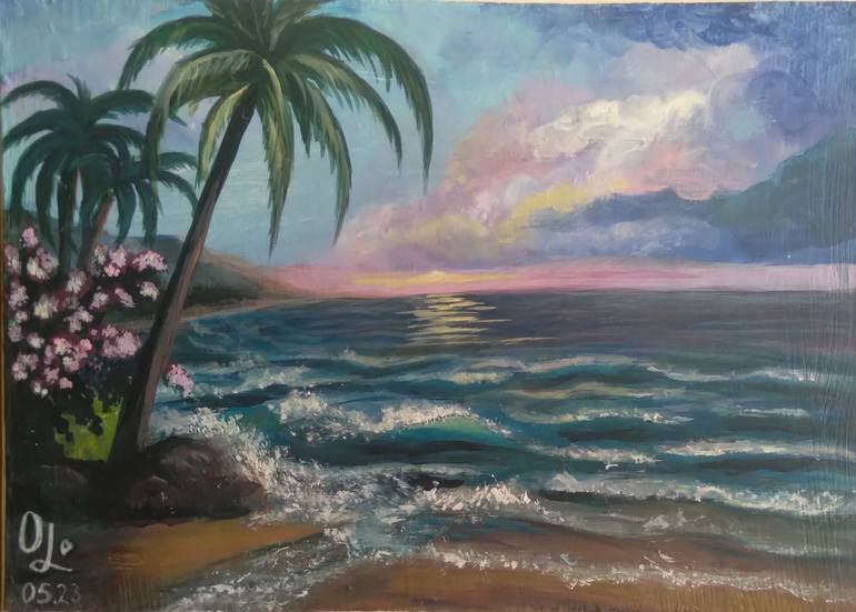 Original Impressionism Seascape Drawing by Olena Lisova