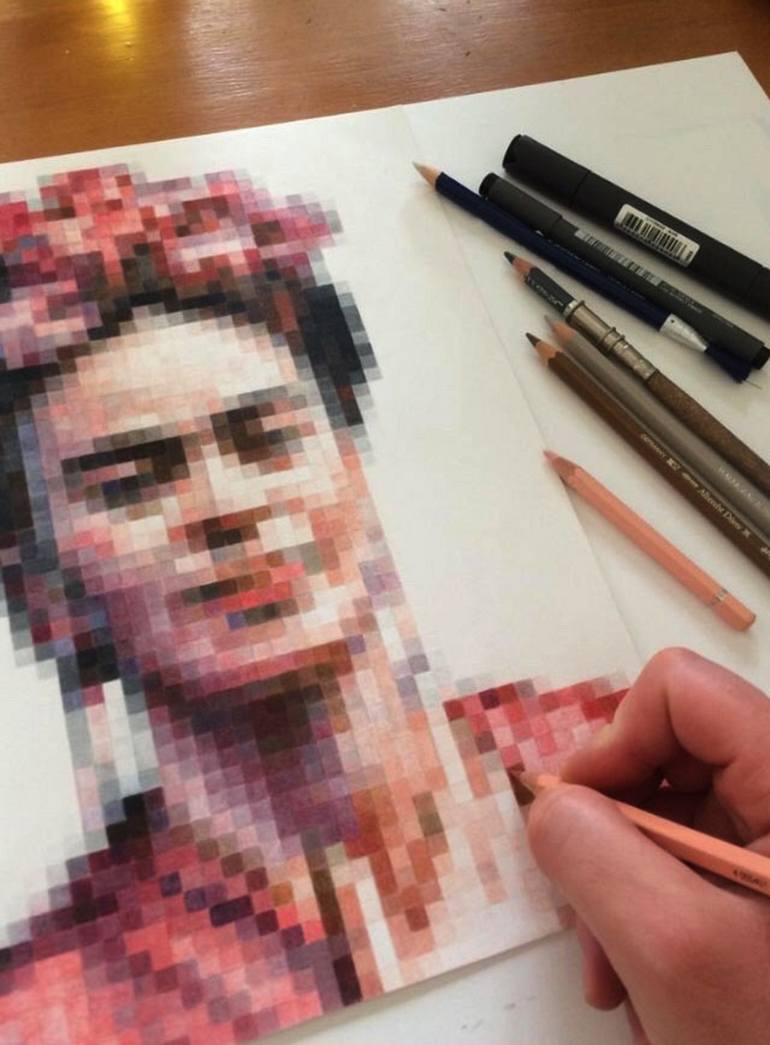 Pixel Frida Drawing by A-critic Art | Saatchi Art