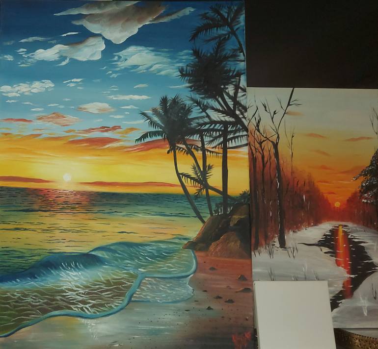 Original Realism Beach Painting by Azura Art