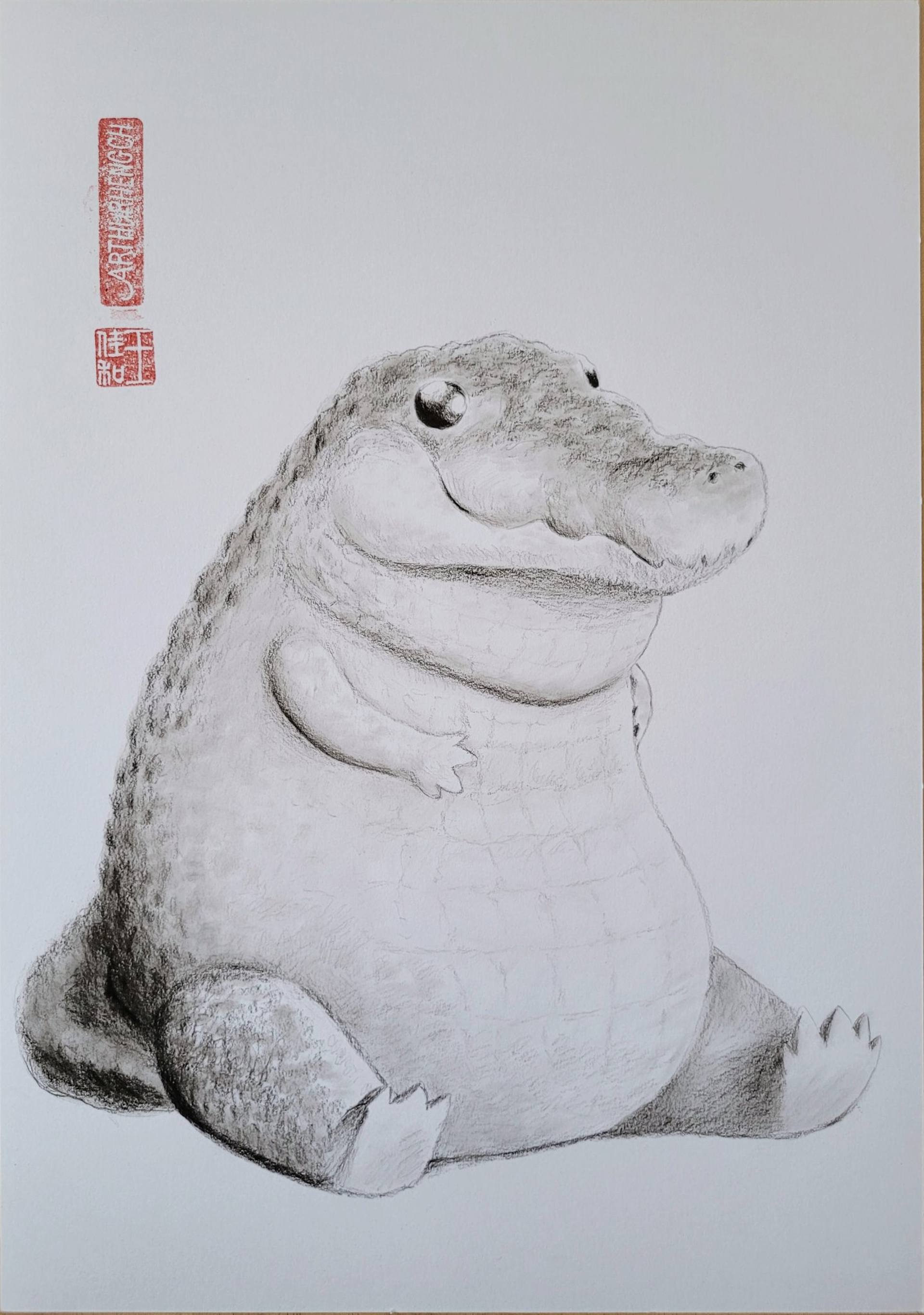 Chubby Crocodile Drawing by Arthur Heng | Saatchi Art