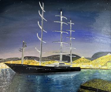 Original Boat Painting by Kostyantyn Popovenko