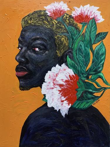 Original Expressionism Floral Mixed Media by KWABENA BUDU