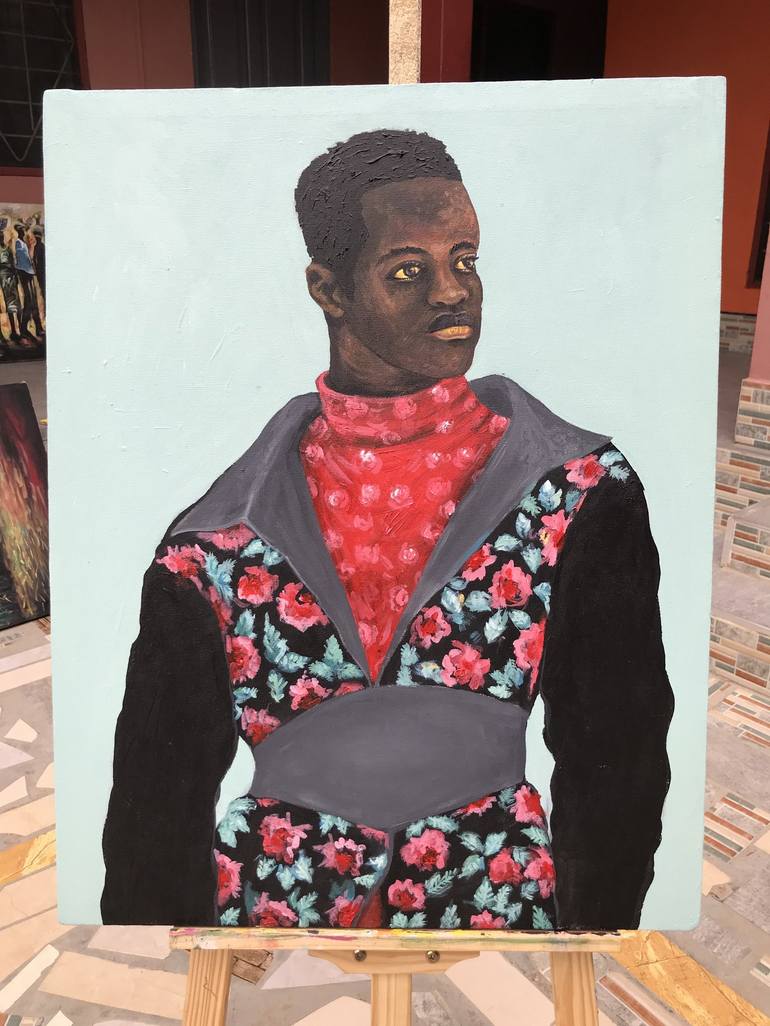 Original Figurative Portrait Painting by KWABENA BUDU