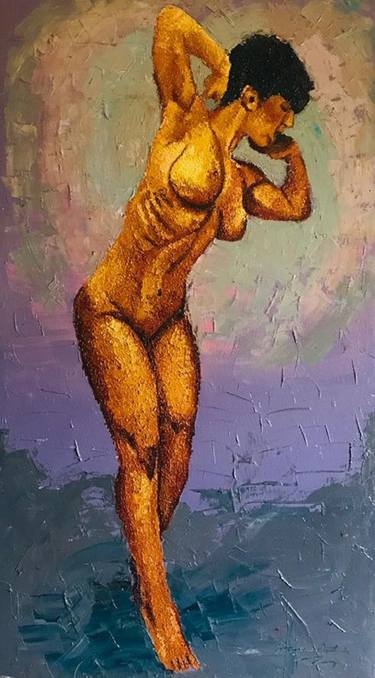 Original Figurative Nude Paintings by Akintunde Emmanuel Olalekan