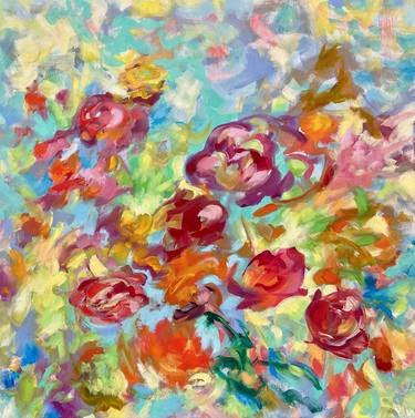 Original Abstract Expressionism Floral Paintings by Junija Galejeva