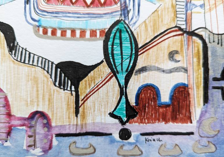 Original Abstract People Drawing by Aleksandra KożUch