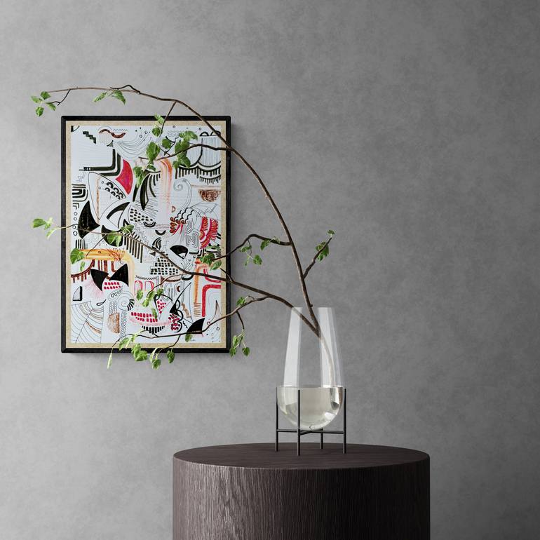 Original Art Deco Geometric Painting by Aleksandra KożUch