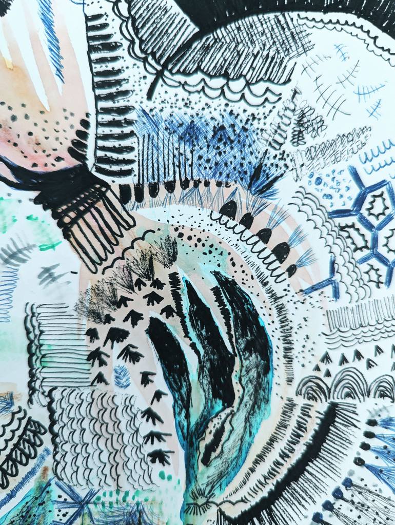 Original Folk Abstract Painting by Aleksandra KożUch