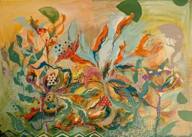 Original Abstract Botanic Paintings by Aleksandra Kożuch