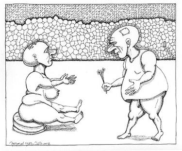 Original Fine Art Abstract Drawing by Johannes S H Bjerg