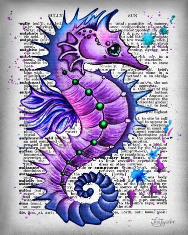 Jellyfish Dictionary page art Coastal Beach home wall decor thumb