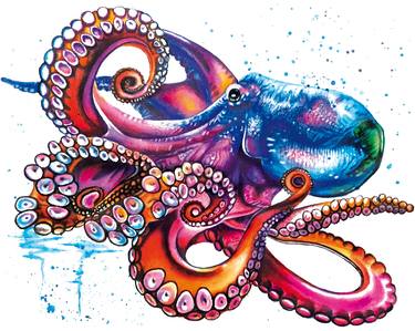 Copy of Blue octopus abstract Sea life Nautical coastal beach wall decor thumb