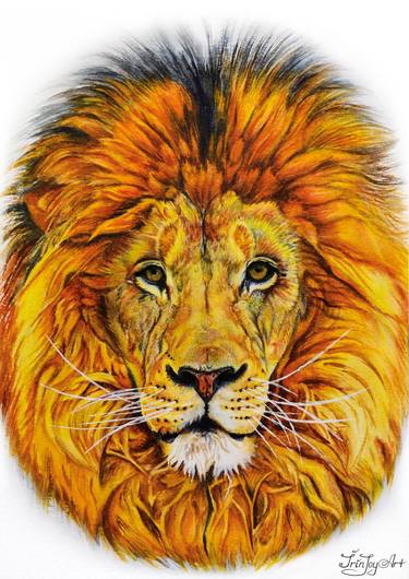 Copy of African Lion Big cat animal wall art decor painting print, Canvas thumb