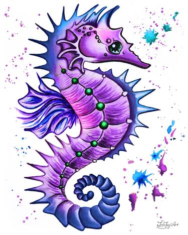 Copy of Sea horse watercolor wall decor Seahorse ornament Ocean animal thumb