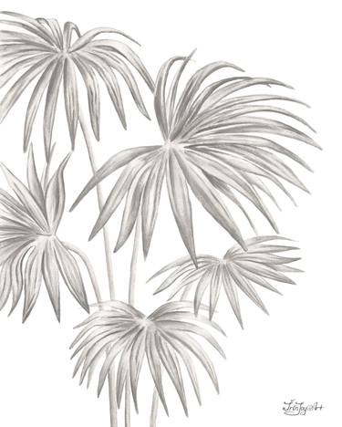 Palm leaf watercolor branch, Nature pastel beige neutral thumb