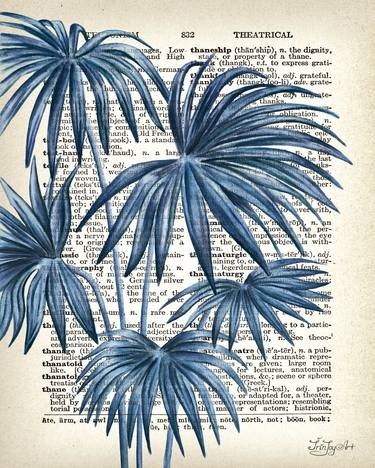 Palm leaf Antique Botanical Dictionary vintage book page floral thumb
