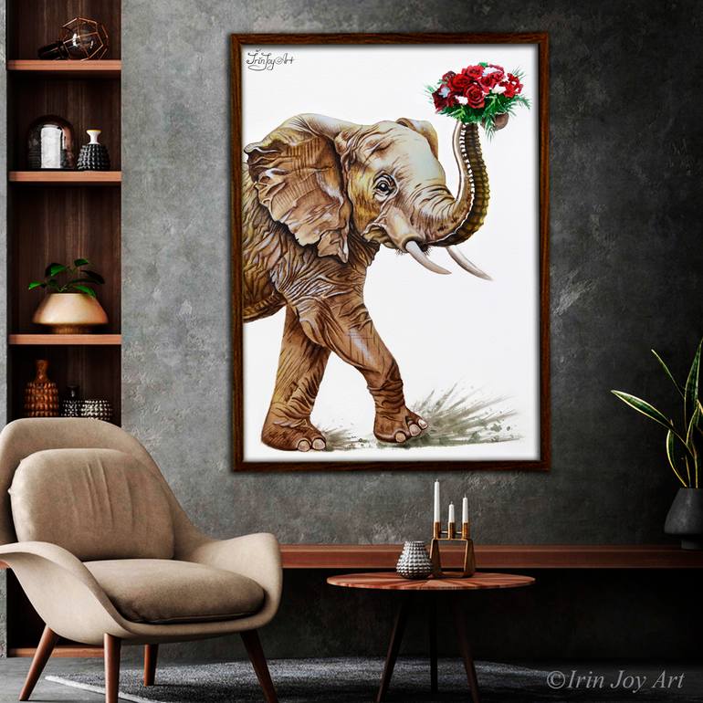 Original Art Deco Animal Painting by Irinjoyart Art