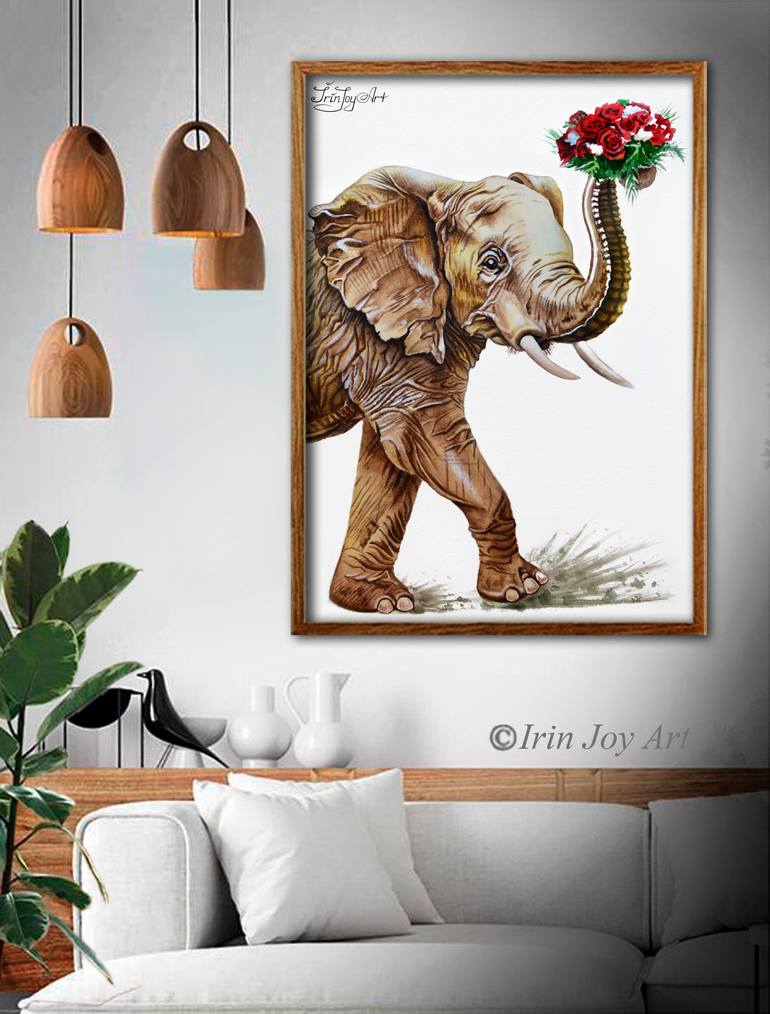 Original Art Deco Animal Painting by Irinjoyart Art