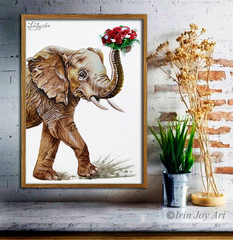 Original Art Deco Animal Painting by Irinjoyart Art