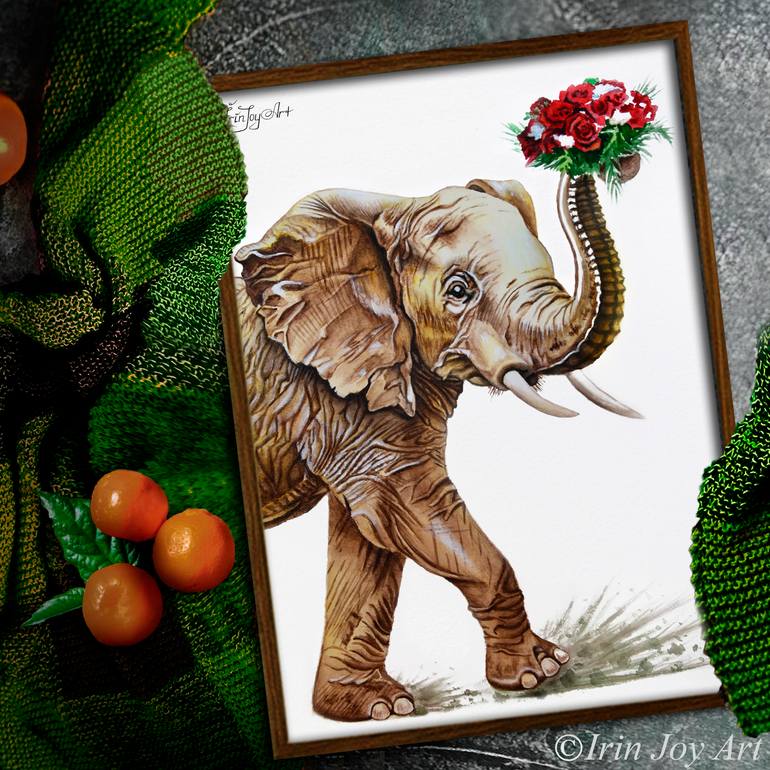 Original Art Deco Animal Painting by Irinjoyart Art