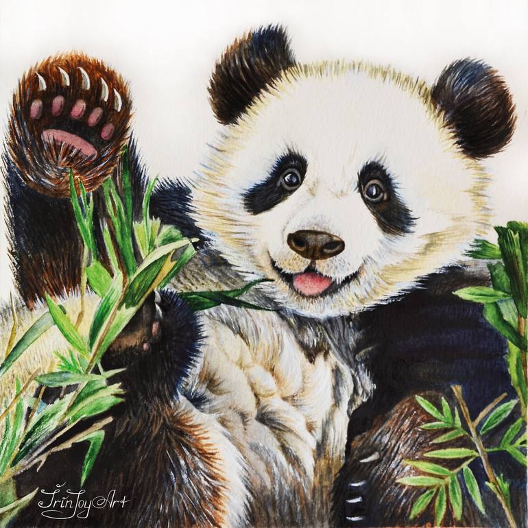 Cute Printable Panda Bear Cartoon Style Digital Art, Watercolor Wall Art,  Child Decor Instant Download, Kids Room Decor, Nursery Art Decor 