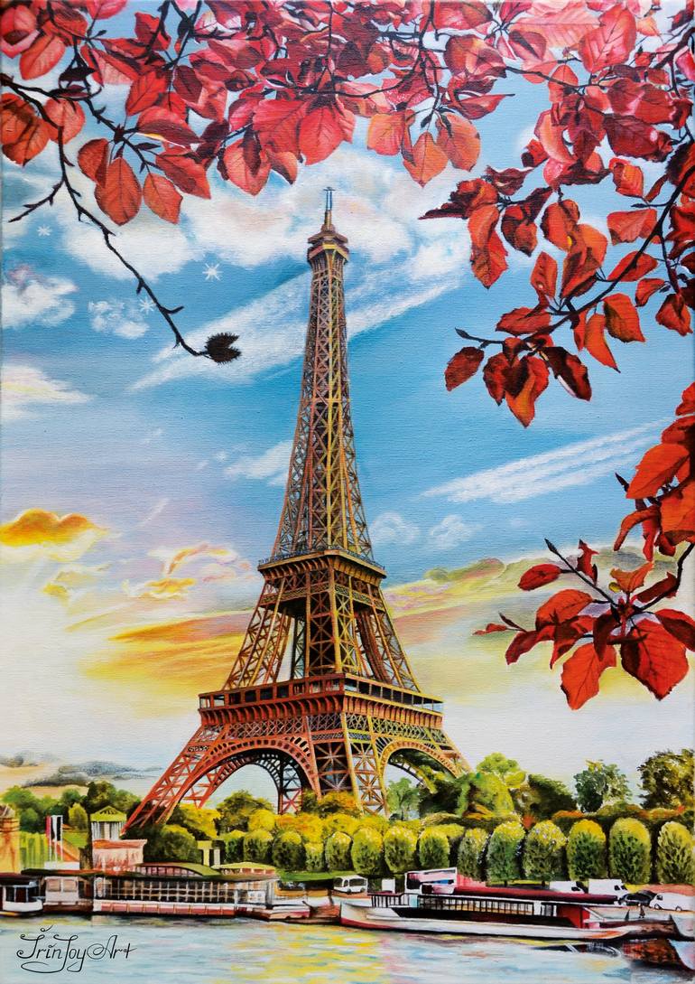 Paris Eiffel Tower Wall Art Acrylic Painting Canvas French Decor