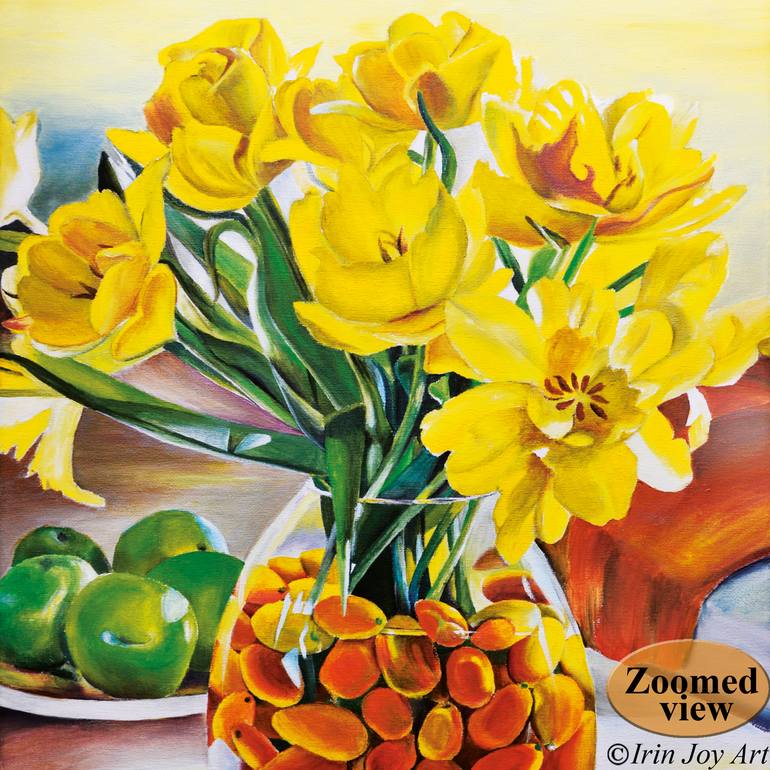 Original Art Deco Floral Painting by Irinjoyart Art