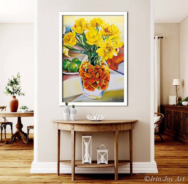 Original Art Deco Floral Painting by Irinjoyart Art