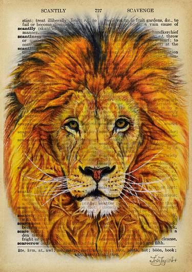 Lion animal wall art on dictionary book page vintage decor thumb