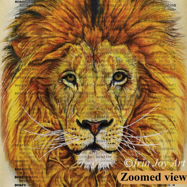 Lion animal wall art on dictionary book page vintage decor Printmaking by  IrinJoyArt Art Saatchi Art