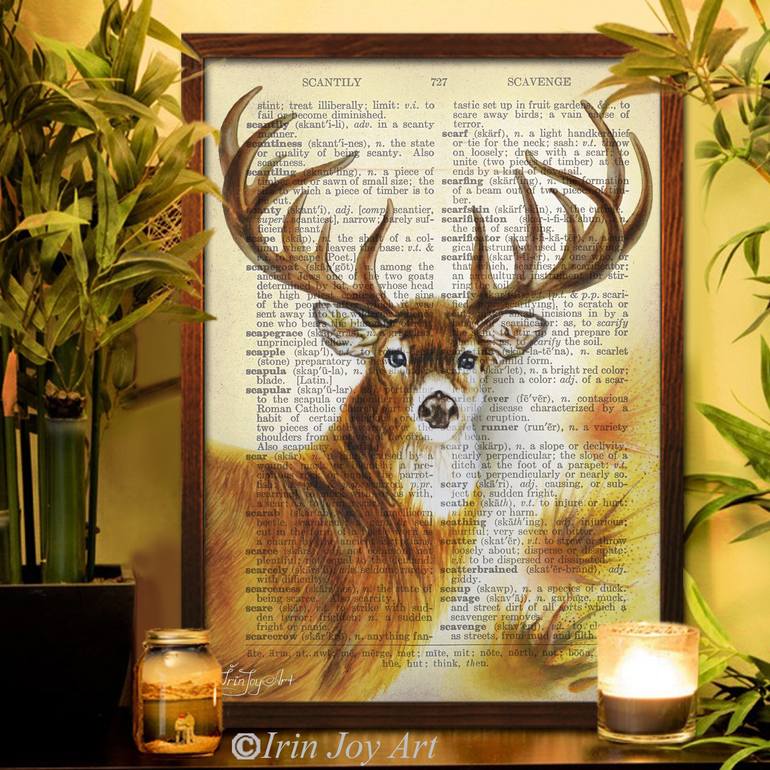 Deer Print, Dressed Deer, Dictionary Art Print, Funny Animal Print, Affiche  dart animal, Home Wall Decor, Deer & Dog, Gift Poster ART 156 -  France