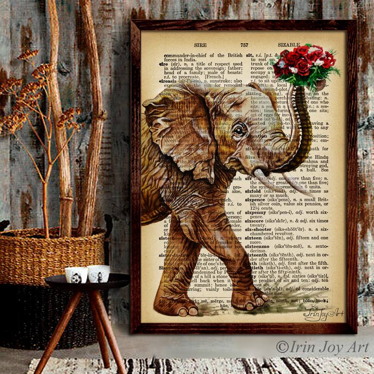 Original Abstract Expressionism Animal Collage by Irinjoyart Art