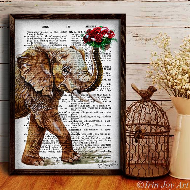 Original Abstract Expressionism Animal Collage by Irinjoyart Art