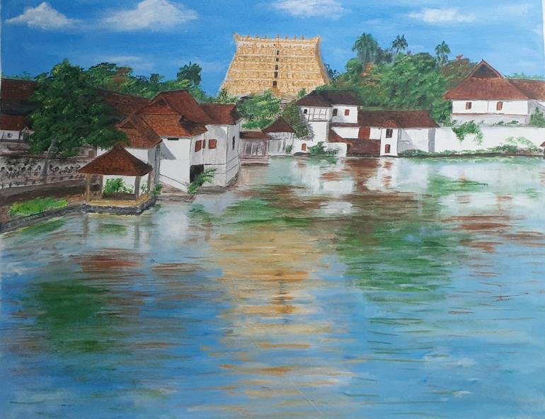 Shree Padmanabhaswamy Temple Painting by John Bosco | Saatchi Art