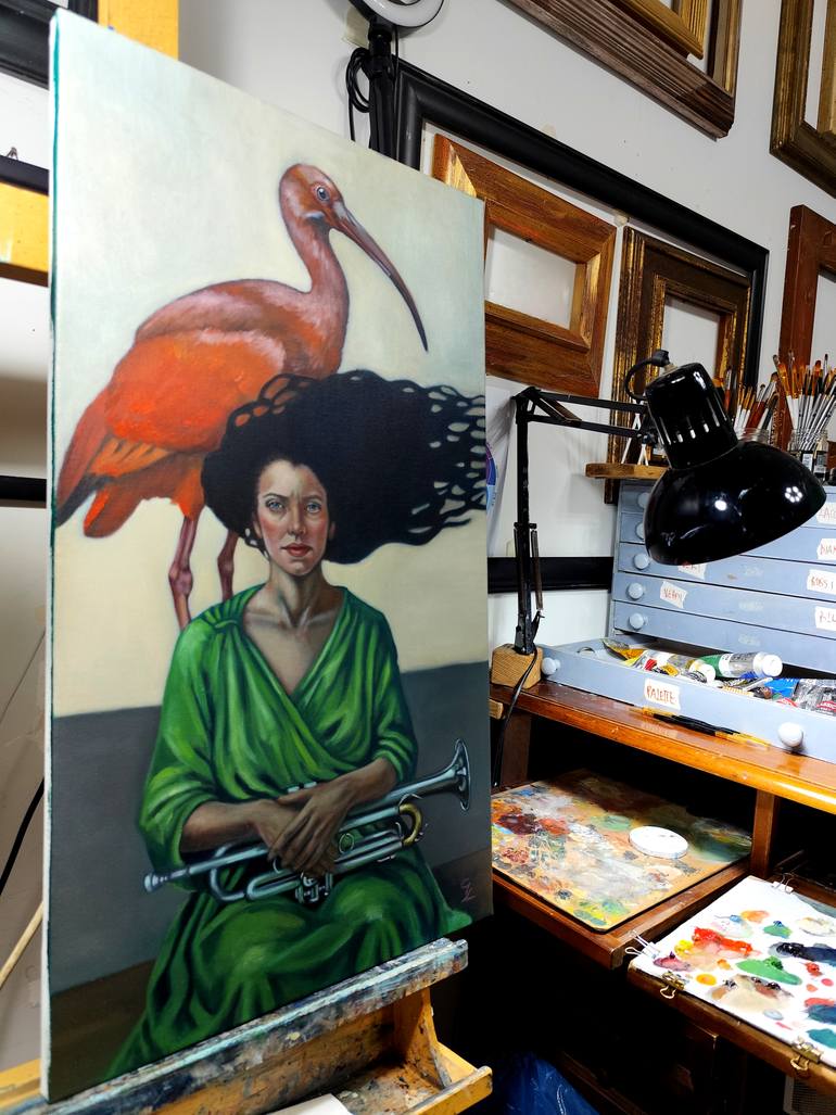 Original Surrealism Women Painting by Veronica Ciccarese
