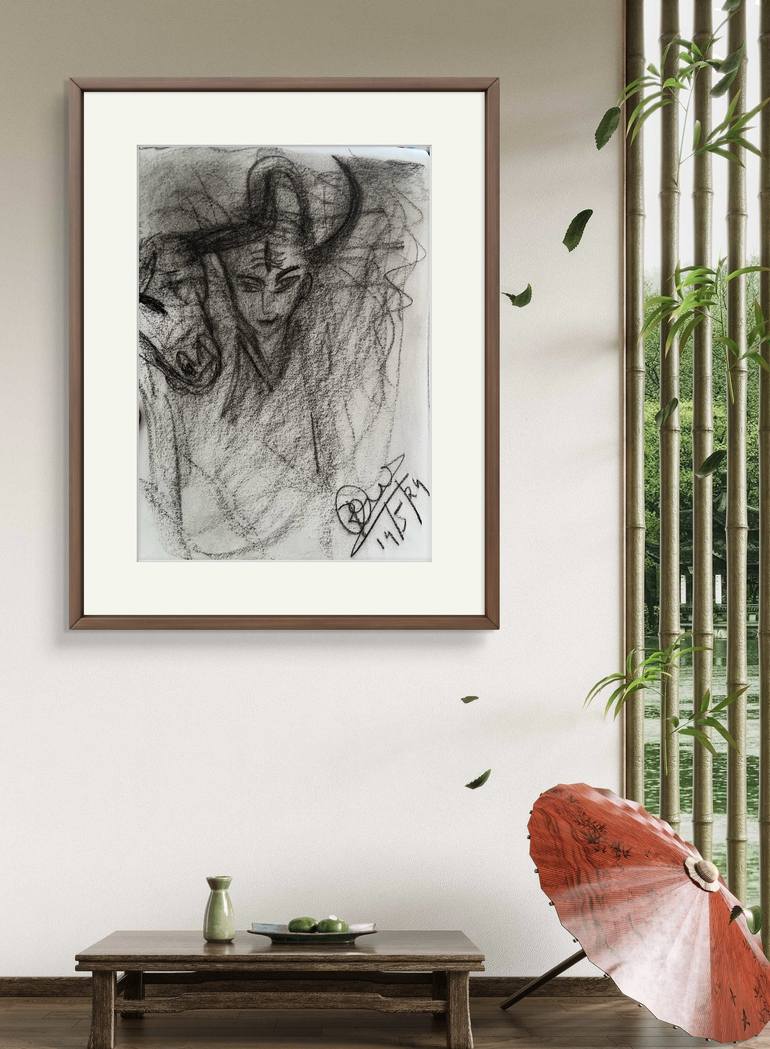 Original Abstract Expressionism Animal Drawing by Rithvik Rai