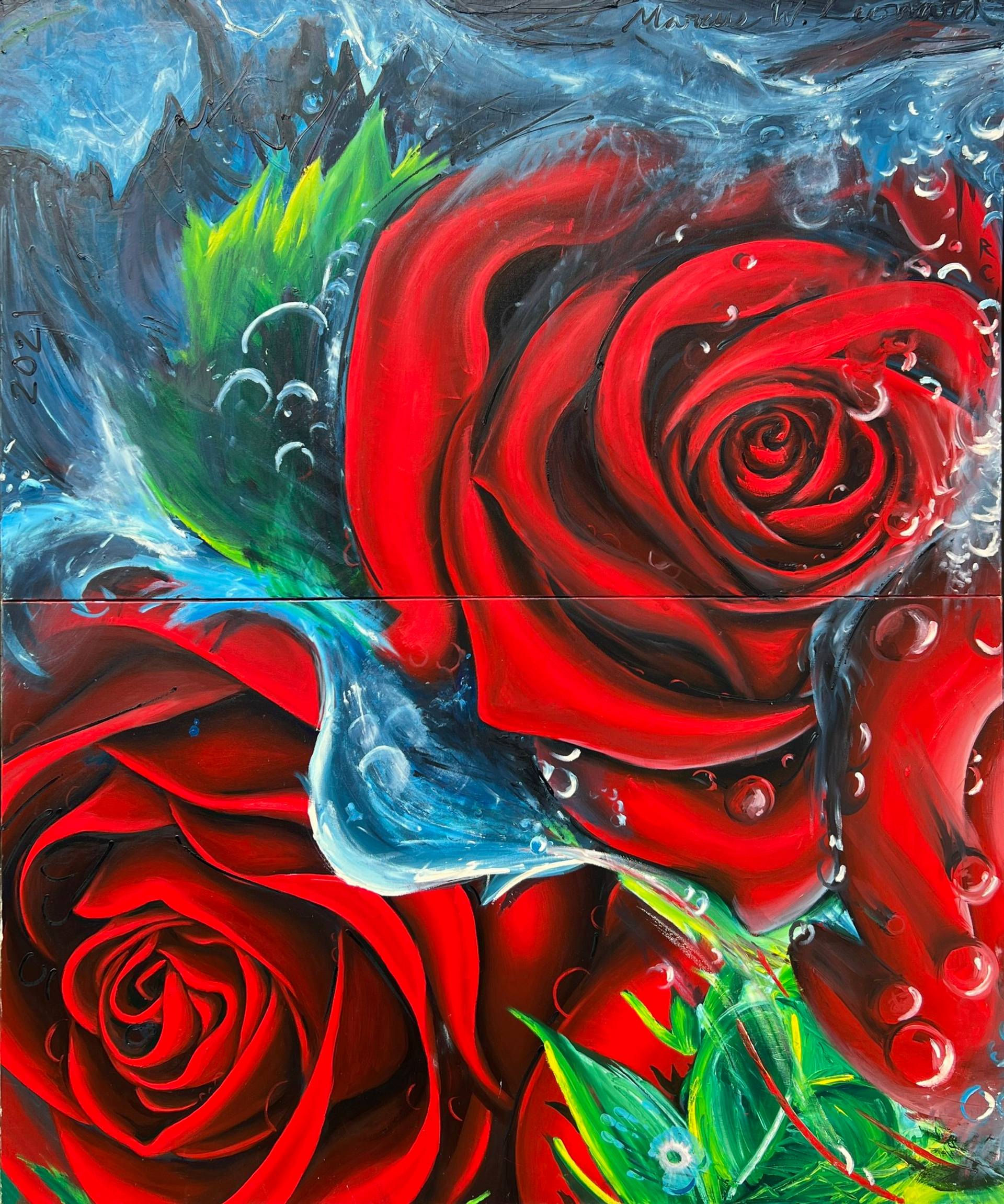 Twin Roses Painting by Marcus Leonard | Saatchi Art