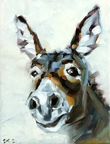 Donkey Portrait Farm Animal Art thumb