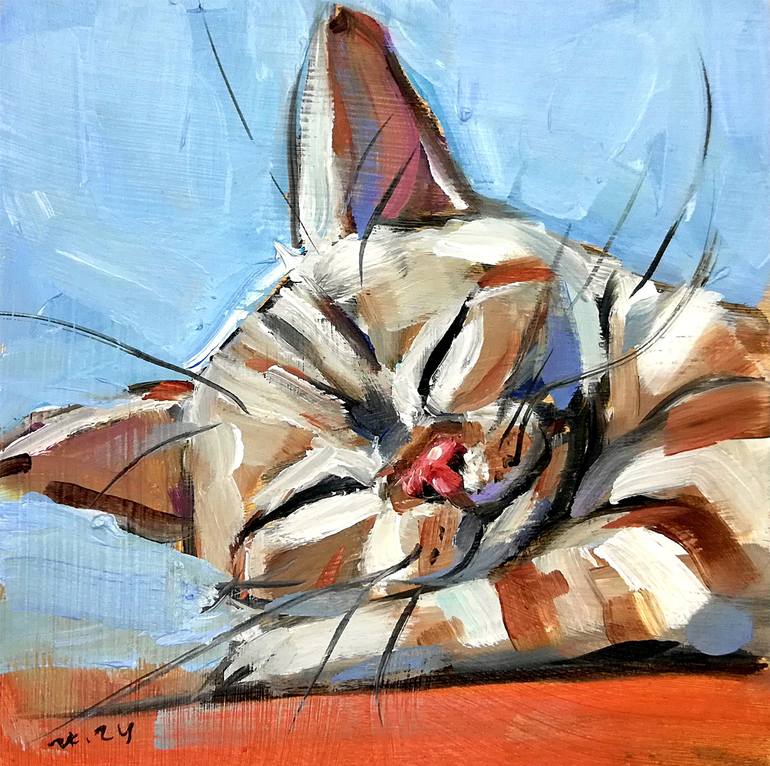 Original Contemporary Cats Paintings by Zhanna Kan