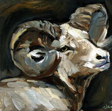 Bighorn Sheep Ram Painting Farm Animal Artwork thumb