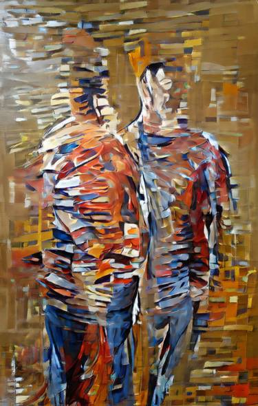 Original Abstract Expressionism Men Mixed Media by Maryna Sevastyanova