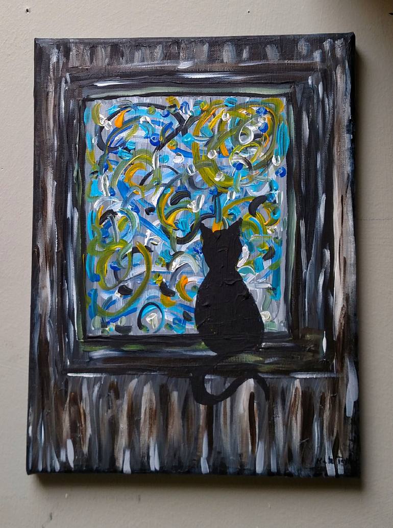 Original Abstract Expressionism Cats Painting by Kate Taylor