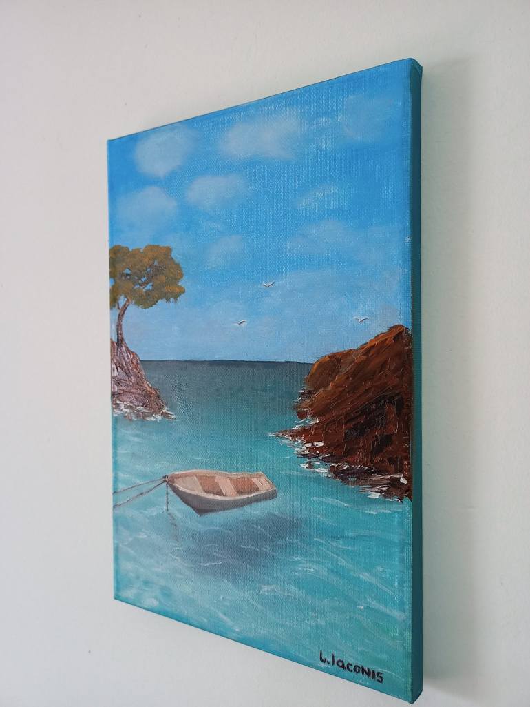 Original Fine Art Boat Painting by Liliia Iaconis