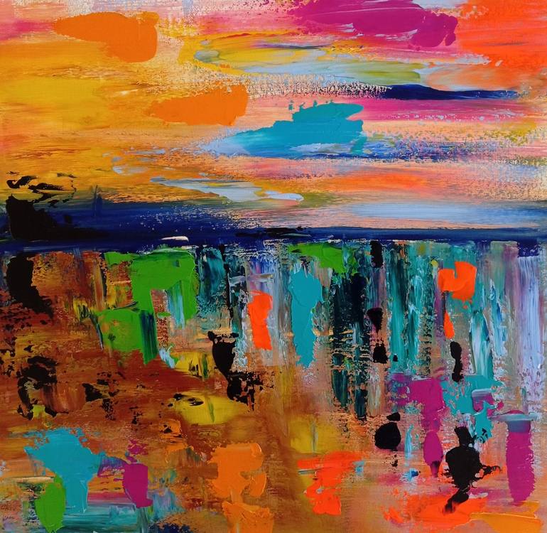 Vibrant Abstract Painting with Acrylics